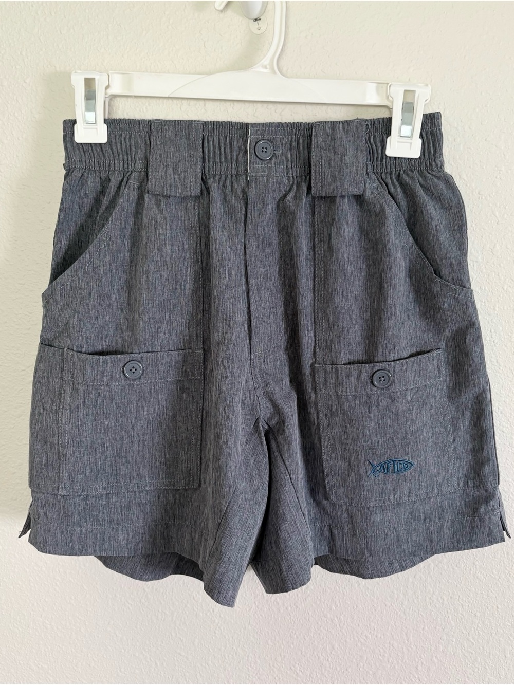 AFTCO Shorts Mens Size 30 Gray Stretch OFS Fishing Boat Water